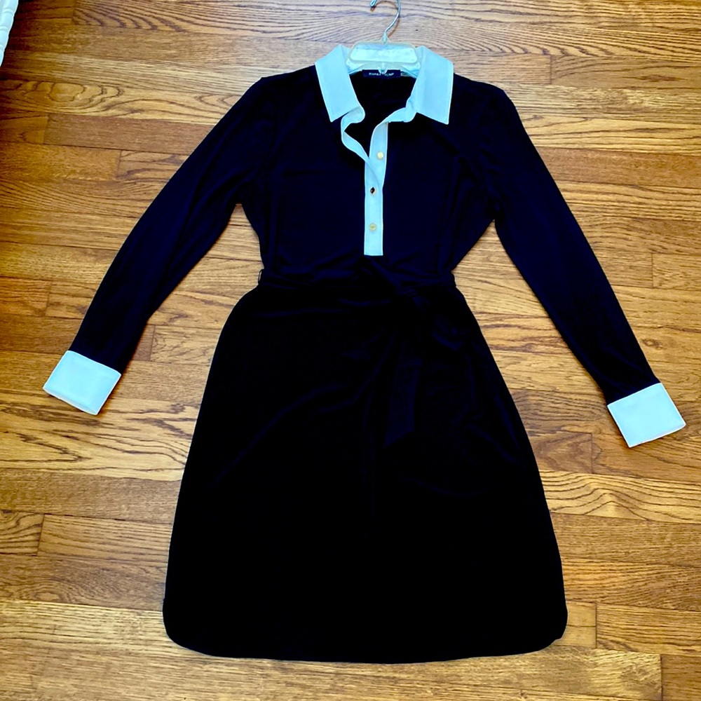 Ivanka Trump Black Dress with White Collar and Sleeves